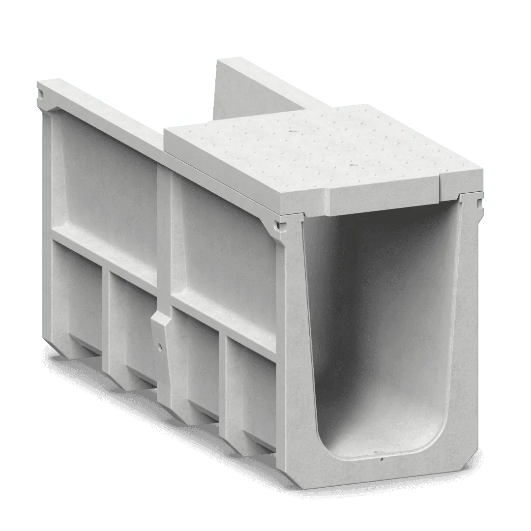 FT Flume Precast U Drain — render, view 2