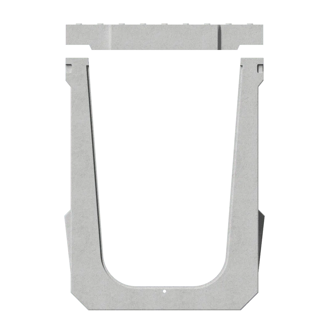 FT Flume Precast U Drain — render, view 3
